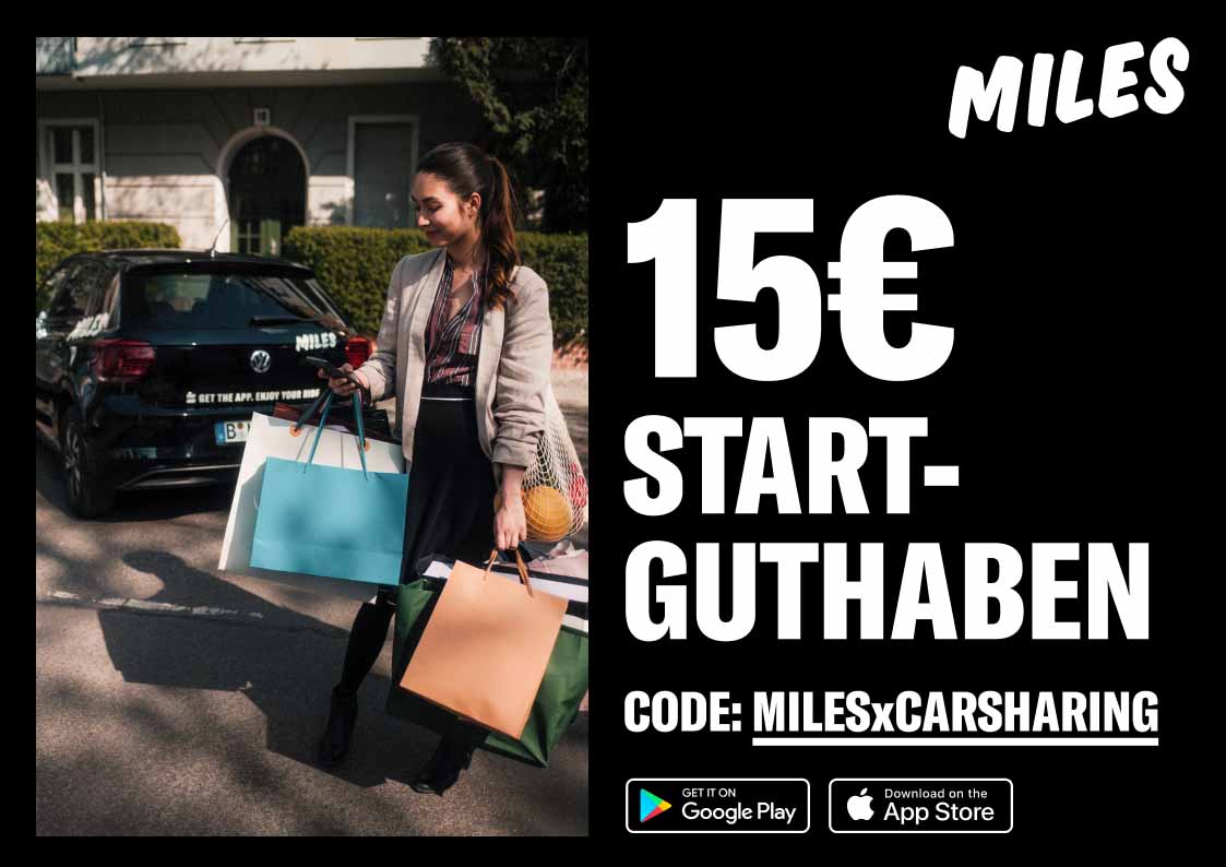 MILES Promo Code Februar 2024 10 € Guthaben geschenkt - Carsharing Gutschein